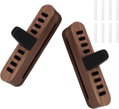 Verfrissende Autoluchtverfrisser met 2 Diffusers, Houten Interieur, Essentiële Olie en 8 Navullingen voor een Aangename Geur