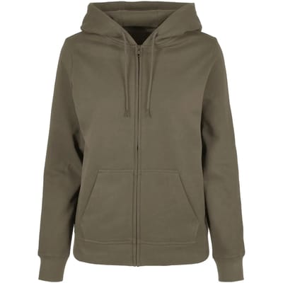 Build Your Brand Basic Sweatshirt Met Rits Groen XS Vrouw