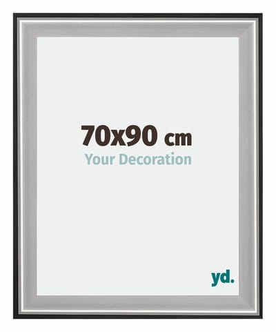 Your Decoration - Fotolijst 70x90 cm - Hout - Zwart Zilver Gepolijst - Birmingham