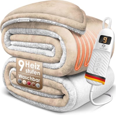 Elektrische Deken - Verwarmde Deken - Gezelligheid Verwarmen - Dubbelzijdig Sherpa Fleece - 200 x 250 cm - Beige