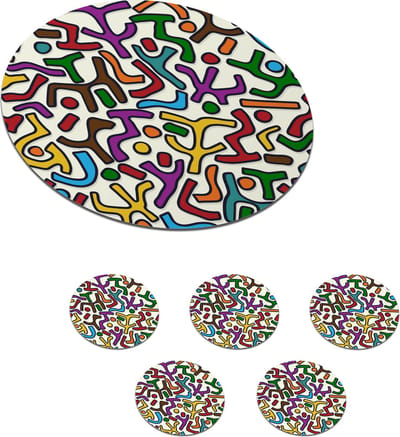 Onderzetters voor glazen - Rond - Abstract - Patronen - Afrika - 10x10 cm - Glasonderzetters - 6 stuks
