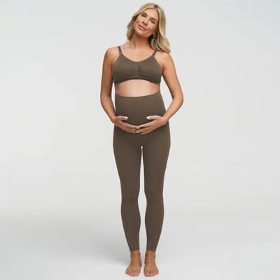 cfab - Naadloze zwangerschapslegging met hoge taille - Taupe, maat S