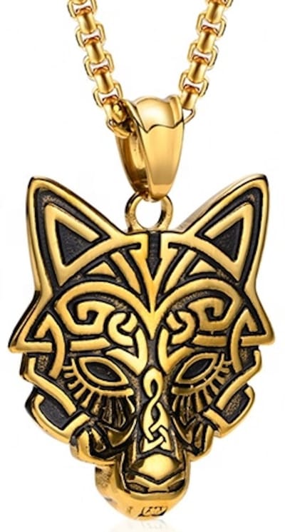 Wolf Heren Ketting met Hanger - Goud Kleurig - Staal - Kettingen - Papa Cadeau Voor Mannen - Vaderdag