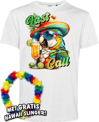 T-shirt Last Call | Toppers in Concert 2024 | Club Tropicana | Hawaii Shirt | Ibiza Kleding | Wit | maat XS