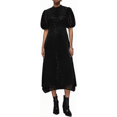 AllSaints Camila Lace Dress Black Maat: 34 | Midi Jurken Outlet | Dames | Zwart