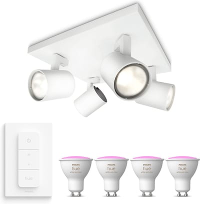 Philips Hue Runner Opbouwspot (Wit) - Wit en Gekleurd Licht - Plafondspot met 4 Lichtpunten - GU10 - Hue White and Color Ambiance