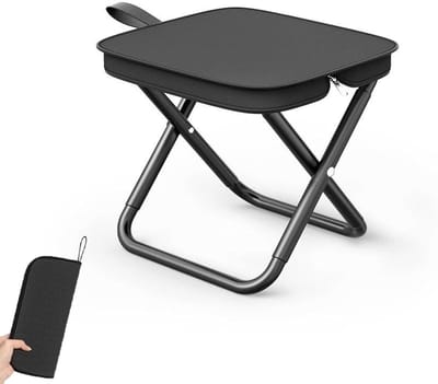 Vouwbare Campingkruk - Stabiele en Draagbare Opvouwbare Kruk met Opbergtas voor Reizen, Wandelen, Tuinieren en Barbecueën (Zwart)