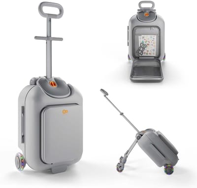 Kinderkraft CABBY - Kinderkoffer - 2-in-1 met zitje - Handbagageformaat - Grijs