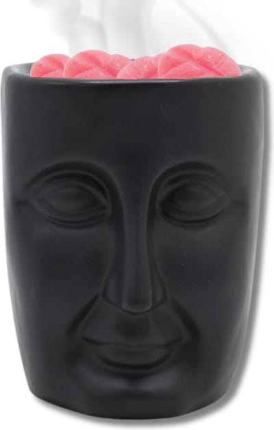 Scentchips® Gezicht - Waxbrander - Geurbrander - Oliebrander - Wax Melts Brander - Aromabrander - Ook Geschikt Voor Essentiële Oliën - Geurolie - Waxmelts - Zwart