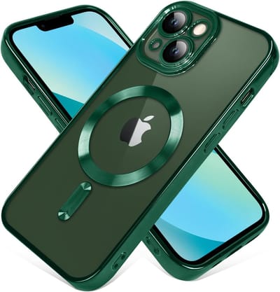 Telefoonhoesje Geschikt voor iPhone 14 – Siliconen Hoes met Chroom – Compatibel met MagSafe – Geïntegreerde Camerabescherming – Groen – FuturiQ