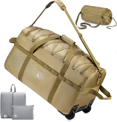 SnelShoppen - YOODI 100L XXL Opvouwbare Reistas met Wieltjes Waterdicht Oxford 70x35x40cm Handbagageformaat Inclusief Toilettas en Schoenenzak voor Ca