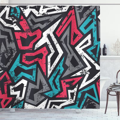 New Bed, Grunge Hip Hop Cultuur Graffiti, Douchegordijn Badkamer Decor Set met Haakjes, 180 cm B 200 cm L