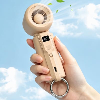Draagbare Mini Ventilator - USB Oplaadbaar - 5 Snelheden - LED Display - Met Ophangring - Voor Hand, Bureau, Reizen, Concerten & Outdoor