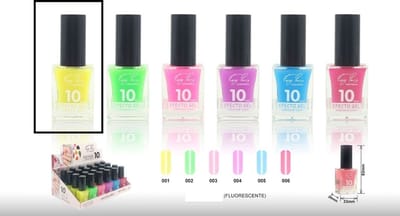 Easy Paris Cosmetics - 10-Days Effect Gel Nagellak/Top Coat FLUORISEREND (Glow in the Dark) - Transparant Geel - 1 Flesje met 15 ml. inhoud - Nummer 001