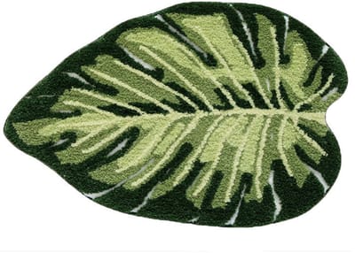 VHV - Badmat - zachte microvezel badkamermat 50 x 80 cm - antislip en sneldrogend - Monstera bladpatroon