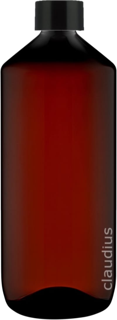 Lege Plastic Fles 500 ml amber met Zwart gladde dop - set van 10 stuks