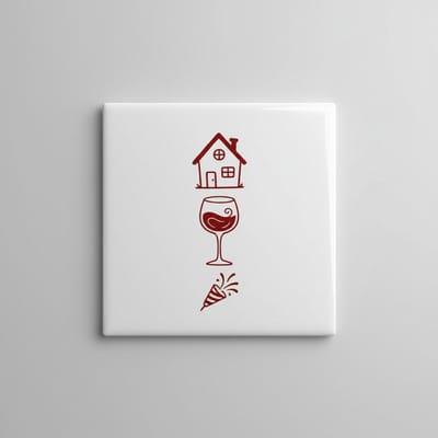 Huis Wijn Feest Tegel – Minimalistische Lifestyle Wanddecoratie – Moderne Keramische Tegel 15 x 15 cm
