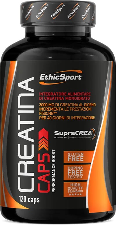 EthicSport Creatina 120 Capsules – Creatine Monohydrate Supplement for Strength, Power & Performance