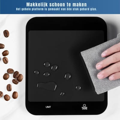 KAD® Weegschaal - Nauwkeurige Keukenweegschaal met LCD Display - Compact & Nauwkeurig - Zwart - 22cm x 18cm x 2cm