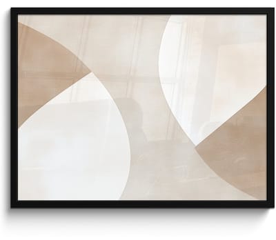 Poster in lijst - Fotolijst 80x60 cm - Posters - Bruin - Japandi - Abstract - Posterlijst zwart - Decoratie - Wanddecoratie woonkamer - Muurdecoratie slaapkamer