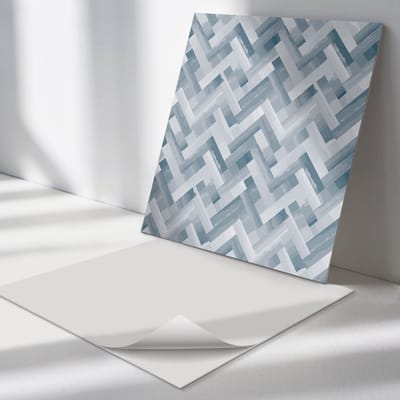 Wallfluent Vinyl Tegels - Zigzag Gestreept Patroon Wand PVC Tegels - 30 cm x 30 cm - Grijs Vinyl Tegels - Set van 9 - Vierkant PVC Tegels - Texturen Plaktegels - Vinyl Tegels Zelfklevend - Plaktegels Keuken en Badkamer