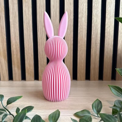 Decoratieve Paashaas 14 cm hoog - Roze - JM Woods