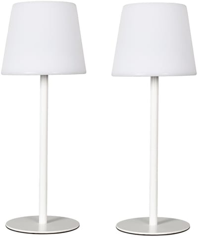 Home deco factory LED tafellamp - 2x - Wit - Kunststof - 40 cm - Oplaadbaar via USB-C