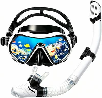Dailygoods- Snorkelset Volwassenen - Anti-Condens Duikbril - Droge Snorkel - Panoramisch Zicht - Siliconen Masker - 100% Waterdicht - Duikset