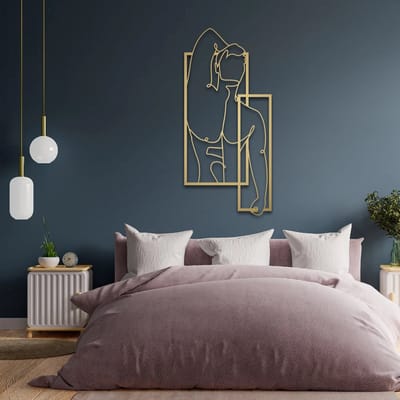 Metalen Wanddecoratie Mannelijk Lichaam – 3D Wandkunst – Goud – 50 x 23 cm