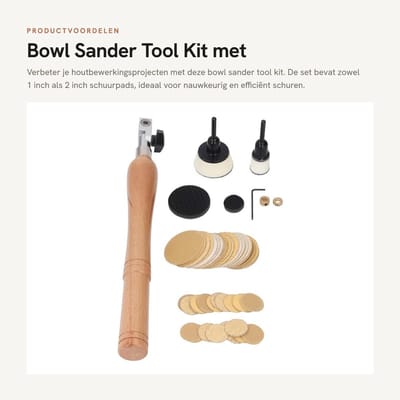 Dailygoods- Handschuurmachine met Houten Handvat - 1/2 Inch Pads - 50 Stuks Schuurschijven - Houtbewerking - Verstelbare Lagerkop - Duurzaam en Comfortabel - Komschuurmachine