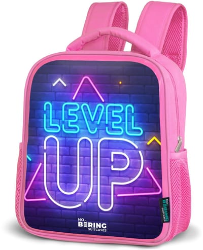 NoBoringSuitcases.com® - Rugzak roze - Schooltas meisjes - Neonletters op een bakstenen muur - Kinder rugtas meisje - Boekentas kind - Kinderrugzak voor school - Schoolrugzak