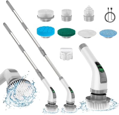 KAD® Vloerreiniger - Snoerloze Elektrische Mop - Vloerreiniger Elektrische - Grijs/Zilver - 45cm x 17cm x 8cm