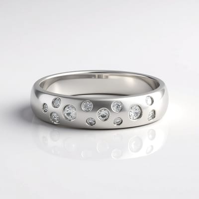 Cavill - Zilveren ring 925 Sterling zilver geplatineerd - 12 Cambodjaanse zirkonen totaal 0,505 ct - Brede elegante ring modern design dames