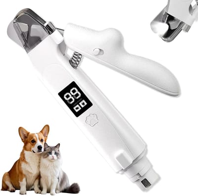 longziming - Elektrische Nagelknipper Voor Huisdieren - 2-In-1 Honden Nagel Grinder - LED Huisdier Nagelvijl Apparaat - Exacte LED-Verlichting - Geruisloze Werking - ABS En Roestvrij Staal - Lichtgewicht Draagbaar Ontwerp - Tot 4 Uur Gebruik - 1 Stuk