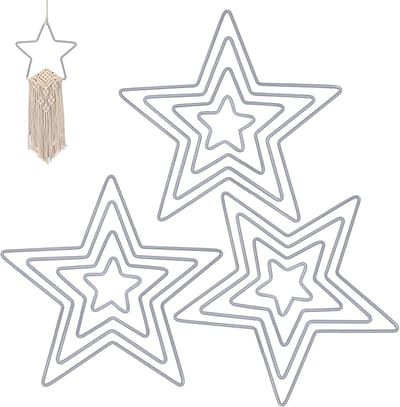 Metalen Ringen Set - Draad Sterren - Knutselen Decoratie - Verschillende Groottes - 5 tot 20 cm - Zilver
