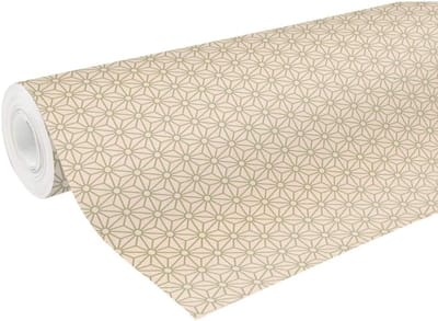 Gerecycled kraft inpakpapier met goud geometrisch design, 70 cm x 50 m, 70 gsm