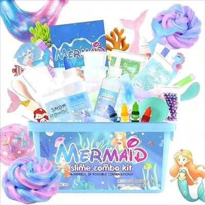 Mermaid Slime Deluxe Set – Complete 35-delige Zeemeermin Slijmkit- Speelslijm - Slijm Maken Voor Kinderen- Veilig DIY Slijmlab voor Kinderen - Glitter, Kleurgel, Accessoires & Gereedschap - Creatief Speelgoed vanaf 5 jaar