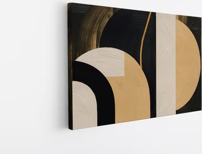Saammp Canvas Schilderij - Abstracte Geometrische Kunst - Goud - 30x20 - Foto op canvas - Wanddecoratie - muurdecoratie Woonkamer - Slaapkamer decoratie - Canvas Print