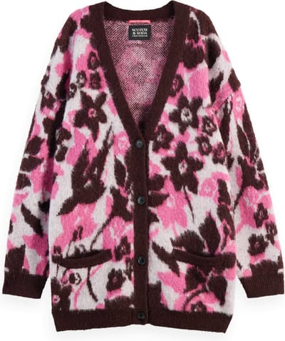 Scotch & Soda FUZZY JACQUARD MID LENGTH CARDIGAN Dames Trui - Maat M