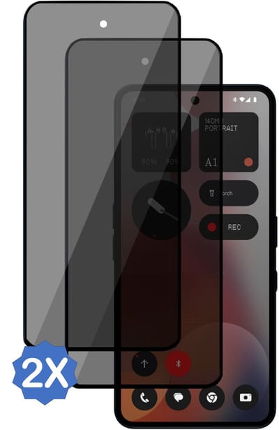 2x TechNow Privé Screenprotector geschikt voor Nothing Phone (3a) - Screenprotector - Privacy Beschermglas - Privacy Proteqt+