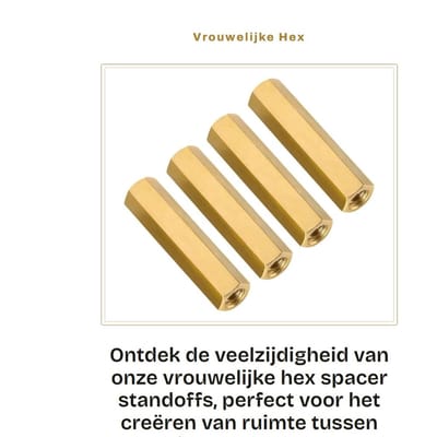 Dailygoods - Vrouwelijke Hex Spacer Standoff - Messing Bevestigingsmiddelen - Goud - M4x25mm - Ruimte creëren tussen componenten - Geschikt voor diver...
