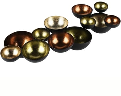 Dekoratief | Tafelstuk multitheelichthouder, groen/bruin/zwart, metaal, 39x16x8cm | A258066