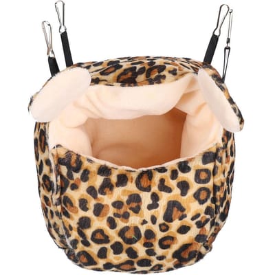 Nid Suspendu pour Hamster Épaissir Planeur de Sucre Chaud Repos Jouer Maison en Coton(Léopard) beige