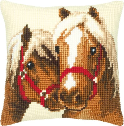 Vervaco - Kruissteekkussen kit - Paardenvriendschap - PN-0008505 - Borduren - Borduurpakket - Borduurpakket volwassenen - Borduurpakket kind