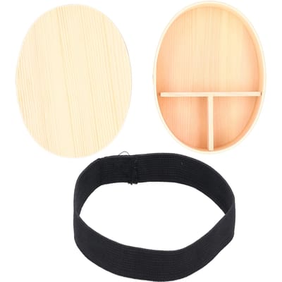 Boîte à Bento Couleur Bois Forme Ovale Boîte à Lunch Sushi Récipient de Stockage Alimentaire pour Étudiant Adulte beige