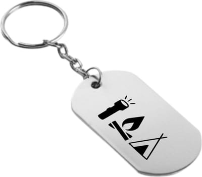 Akyol - kamperen sleutelhanger - Kamperen - mensen die kamperen kampeerders - natuur, tent, kampvuur, buitenleven, avontuur. - 54 x 29mm