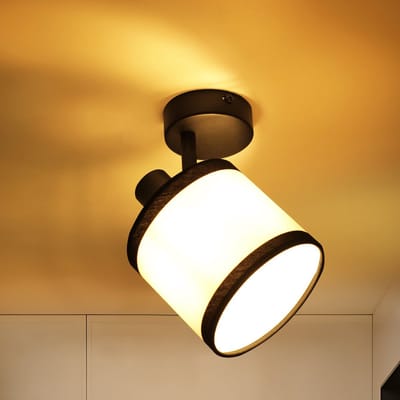 NETTLIFE Opbouwspot - zwart en wit - E14 Fitting - Metaal - verstelbaar - met stoffen lampenkap -LED Plafondlamp - voor Woonkamer | Keuken | Hal | Kantoor | Eetkamer-excl. lichtbron
