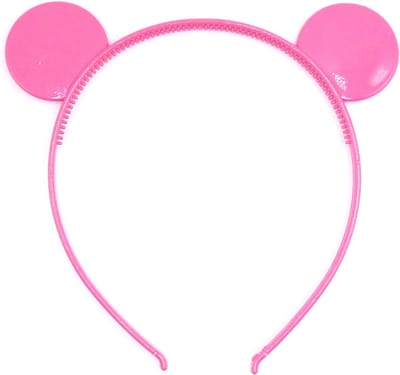 Diadeem met ronde oren donkerroze - kinderfeestje - verjaardag