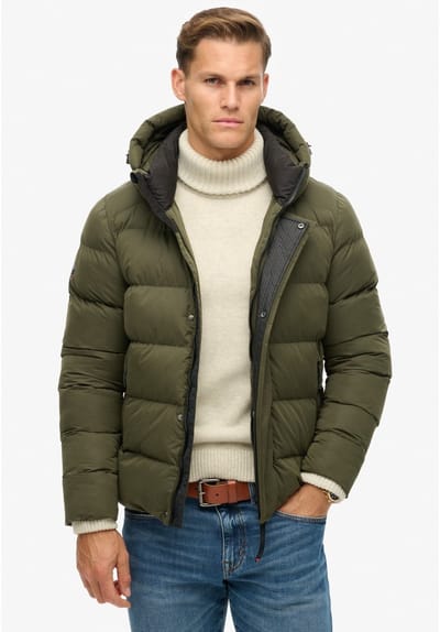 Superdry - Onze Sport-pufferjas van microvezel met capuchon - Heren - Gewatteerde jassen