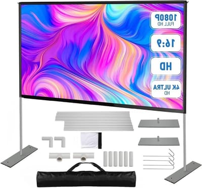 Projectiescherm met standaard - Mobiel filmscherm - Thuisbioscoop creëren - Kreukvrij en afwasbaar - 120 inch - Wit